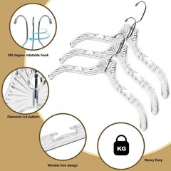 100 Hangers Clear Plastic Hangers – Crystal Cut Hangers for Clothes – Inv…