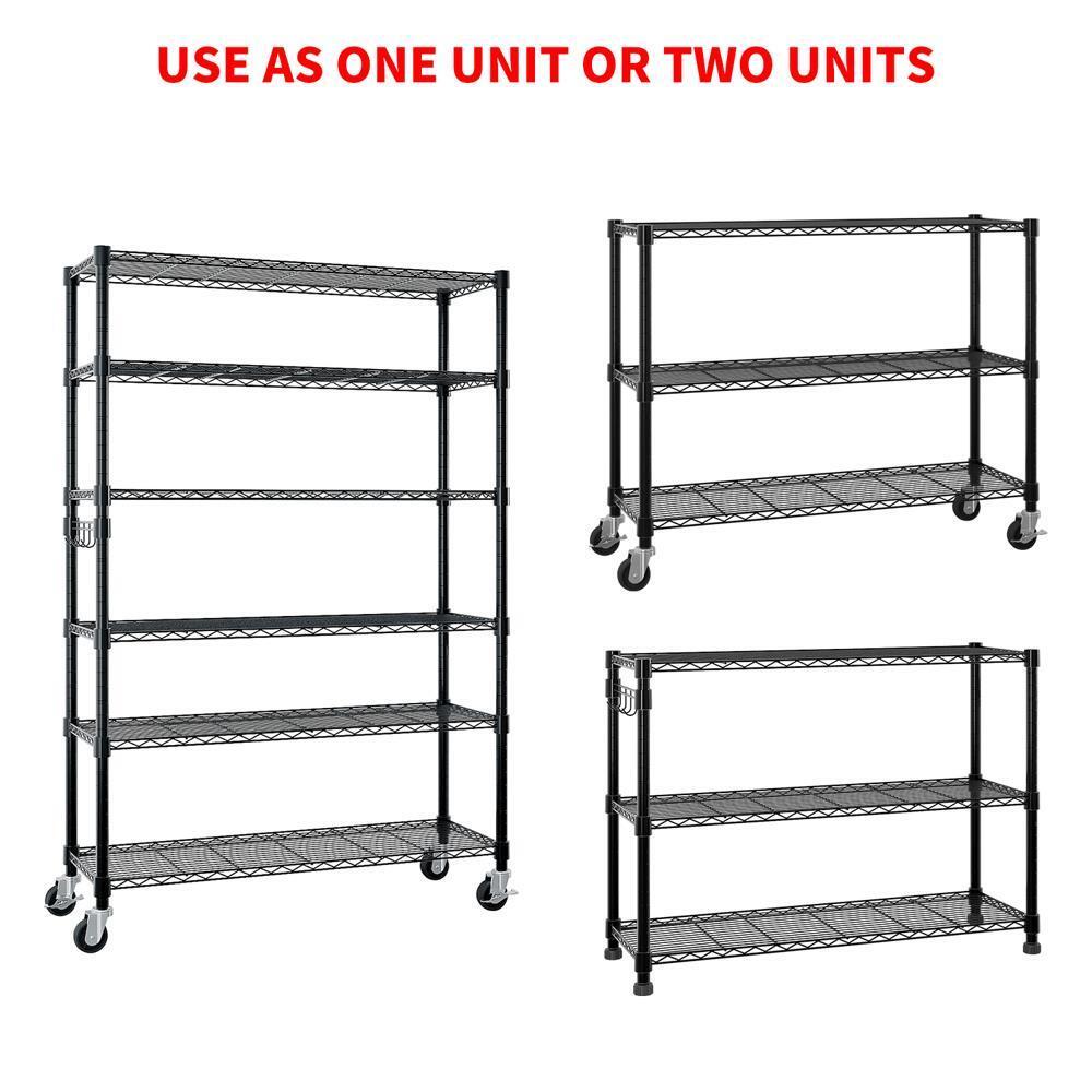 6-Tier Storage Shelf Shelving Unit Rolling Shelves Heavy Duty Metal Rack 82”H