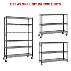6-Tier Storage Shelf Shelving Unit Rolling Shelves Heavy Duty Metal Rack 82”H