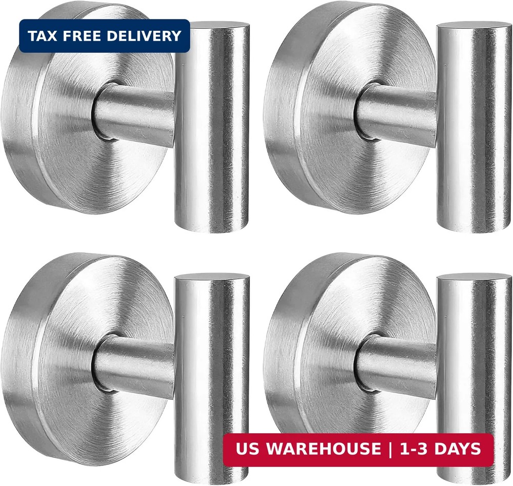 Silver 4 Packs Shower Suction Cup Hooks – Heavy Duty No-Drill Removable Reusable