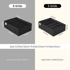 Coorganisers 4 Packs T-shirt Drawer Organizers for Clothing,5 Grids Compartment