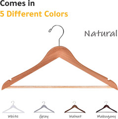 Quality Wooden Hangers – Slightly Curved Hanger Set – Solid Wood Coat Hangers wi