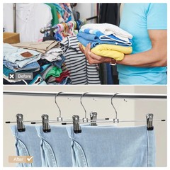 Pants Hangers with Clips Heavy Duty 10 Pack Adjustable Metal Pants Hanger Skirt