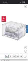 Shoe Box Storage Organizer, Stackable, Clear 4 Pack, New, Damaged Open Box