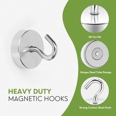 Corrosion-Resistant Neodymium Magnetic Hooks – 80 lb Pulling Force, Set of 6
