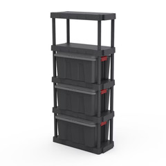 Hyper Tough 5-Tier Black Plastic Shelf Unit, 68.8 H x 30 W x 13.88 D