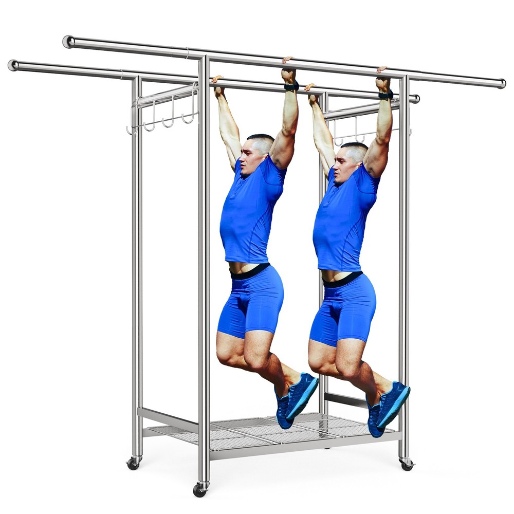 Heavy Duty Stainless Steel Clothes Rack Garment Rack with Wheel 750Lbs Load