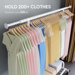HOKEEPER Clothing Garment Rack Capacity 525LBS Racks on Wheels Rolling Rack