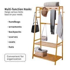 Wooden Clothes Rail Rack Garment Dress Hanging Display Stand Shoe Rack Storage
