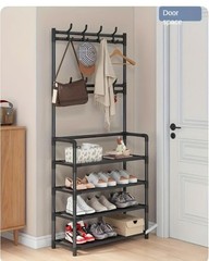 Black Generic Coat/Shoe Rack 2 In 1