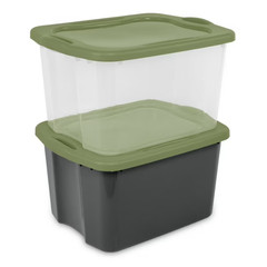 Sterilite 17.5 Gallon EZ Carry Storage Tote with Handles, Gray/Green, 6 Pack