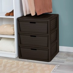 Sterilite Wide 3 Drawer Tower, Plastic Storage Organizer with Removable Decorati