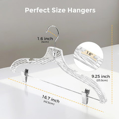 Clear Plastic Pants Hangers 12 Pack, Set Hanger for Tops and Bottoms, Non Slip S