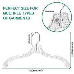 Quality Hangers 24 Pack Clear Plastic with Super 17″, Crystal