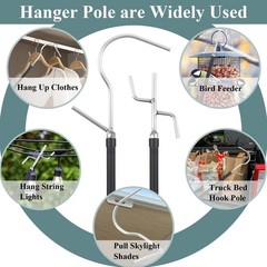 Clothes Hook Pole Heavy Duty,32 to 80In Retail Clothing Hook Pole Long Handle…