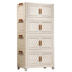4 Tier Stackable Storage Bins with Lids Doors Wheels Storage Drawer