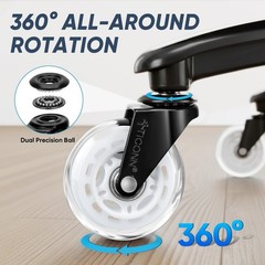 5 PCS Office Chair Caster Wheels Universal Fit Hardwood Floor Carpet White