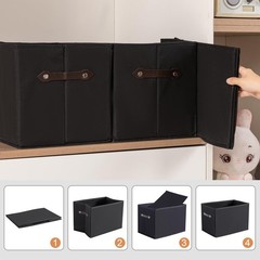 Large Collapsible Storage Baskets 14.9×9.5 Inch Fabric Closet Black 6 PCS