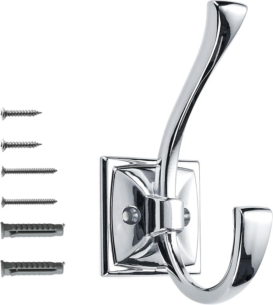2 Pack Wall Hooks 4.35inch Coat Hooks Hardware Towel Hooks Polished Chrome Zinc