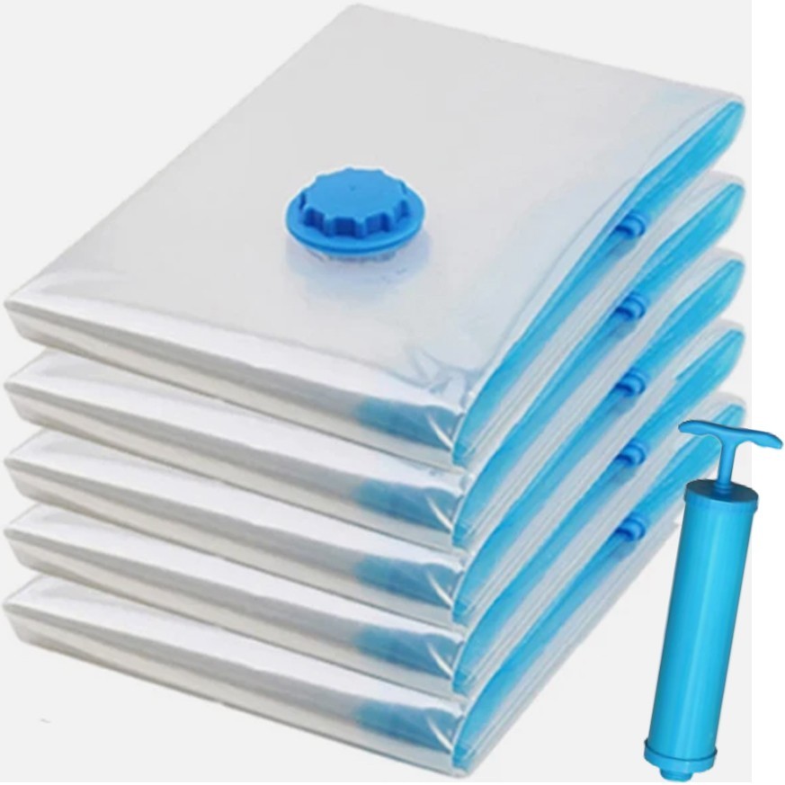 5 PCS Jumbo Vacuum Storage Bags Bedding Clothes Seal Travel Space Saver w/ Pump
