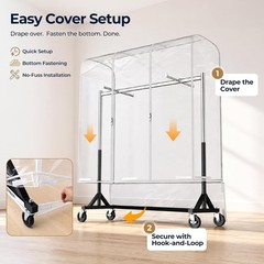 HOKEEPER Z Rack for Clothes with Cover Heavy Duty Clothing Rack Hold 500 LBS