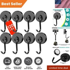 Versatile 8-Pack Black Magnetic Hooks – Holds Up to 120lbs for Organizing
