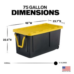 Commander X-large 75 -Gallons ( 300 -Quarts ) Black and Yellow Heavy Duty Rolli