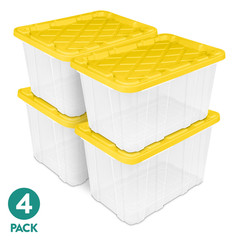 Sterilite Large Industrial Storage Tote 27 Gal Durable Clear Plastic Storage Bin