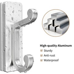 Silver Self Adhesive Hooks – Stick on Hanger for Coats, Hold 13Lbs 4 Pack.