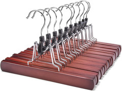 Cherry Wooden Non-Slip Pants Hangers – 10 Pack for Jeans & Skirts