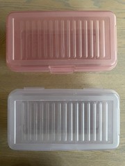 Vintage Rubbermaid Keepers Snap Case Shoe Box Clear Pink &Purple Hinged Lid 2281