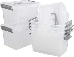 6-Pack 6 Quart Clear Latch Storage Boxes with Handles for Easy Organization