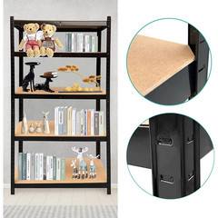Heavy Duty 59″H Shelf Unit Garage Metal Storage 5 Level Shelves Rack Black
