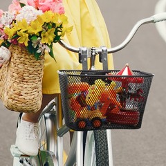 1 Set Durable Metal Bicycle Basket Front Mount for Bike Universal Fit Black