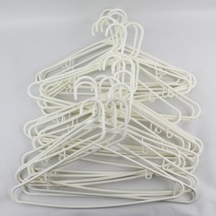 Lot of 25 White Plastic Tubular Clothes Hangers Shirts and Pants