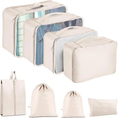 Packing Cubes for Travel- 8 Set Luggage Organizer Bags for Family, Mesh Breathab