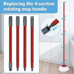 Mop Handle for Ocedar, O Cedar, Spin 4Section Iron, Red Iron