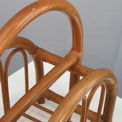 Vintage Rattan Magazine Rack Mid Century Modern 17 1/2L X 15 1/2H X 9 1/4W