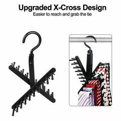 Adjustable X Neck Tie Rack Hanger Non-Slip Belt Compact Closet Holder Organizer