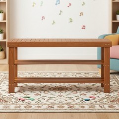 3-Tier Bamboo Shoe Rack Bench – Entryway Mudroom Wooden Storage Shelf Walnut