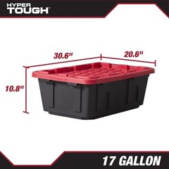 17 Gallon Medium Storage Bin with Snap Lid, Black and Red