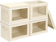 Storage Bins with Lids – Fabric Closet Storage Bins with Window, Collapsible Bas