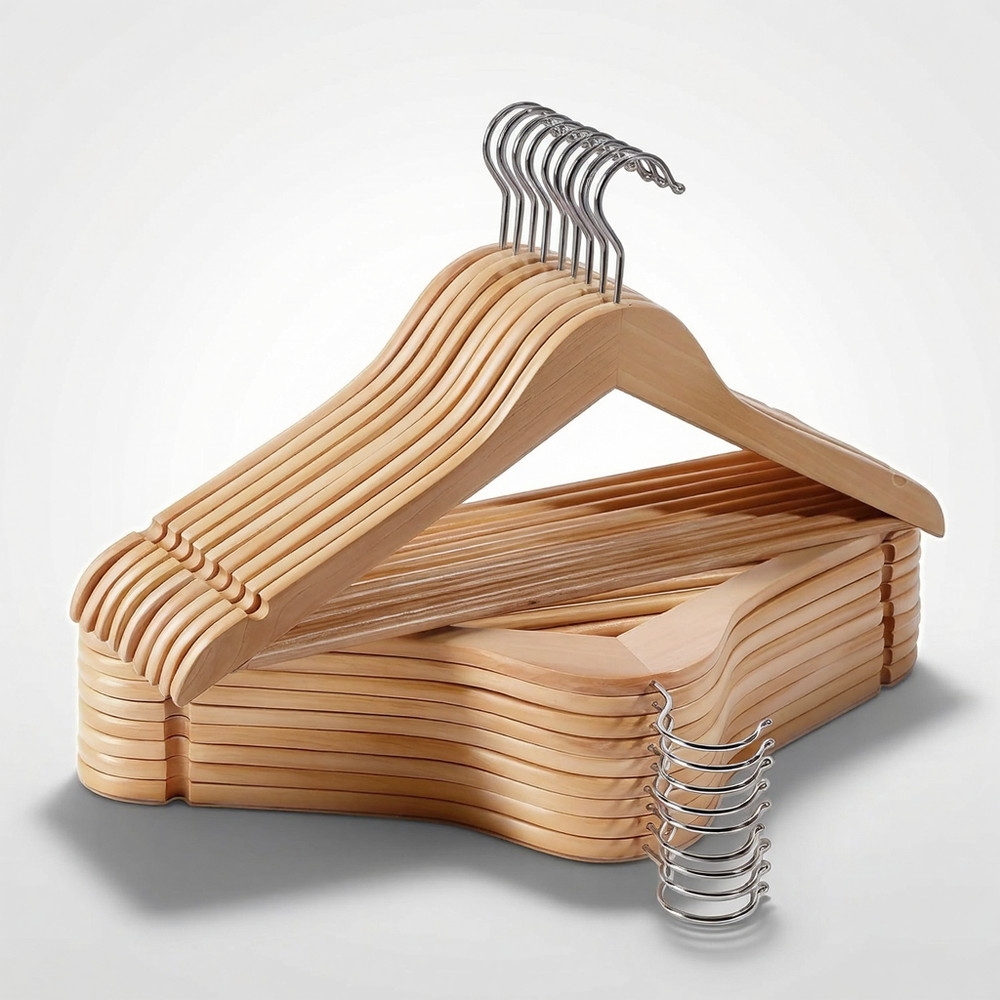 30 Pack Wooden Hangers Heavy Duty Slim Durable Coat Jacket Pant Hangers