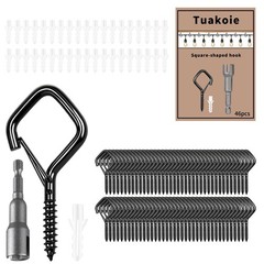 Eye Screw Hooks 2.36IN Black, Heavy Duty Metal, 46PCS – Windproof Ceiling