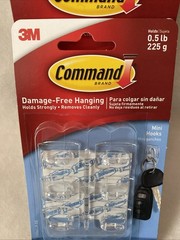 3M Command Damage Free Hanging Mini Hooks Clear 17006CLR ~ 6 Count X 3 Pack (18)