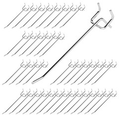 40 PCS 6 Inch/150mm Stainless Steel Pegboard Display Hooks Fits 1/8 & 1/4 In