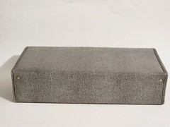 Vtg Gray Faux Leather Coupon Carrying Case W/Handle and est. 200 Numbered Cards