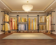P2 Industrial Pipe Clothes Rack, Wall Mounted Open Closet System with 3 Hangi…