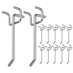 12 Pcs Pegboard Hooks, 3.9″ Peg Board Hooks Kit, Silver Tone (1.2mm)
