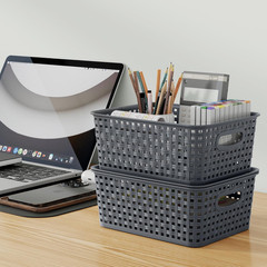 Stackable Grey Plastic Storage Baskets with Lids – 6 Pack Organizer Bins